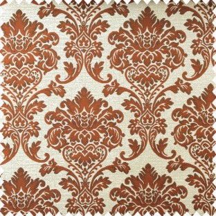 Brick brown and cream color beautiful traditional designs texture background swirls polyester main curtain